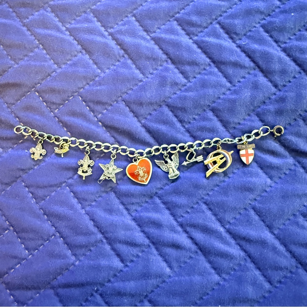 Vintage BSA Boy Scouts of America Silver Charm Bracelet